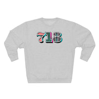 “typoGRAPHICall” 718 Area Code - Unisex Premium Crewneck Sweatshirt