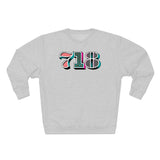 “typoGRAPHICall” 718 Area Code - Unisex Premium Crewneck Sweatshirt