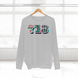 “typoGRAPHICall” 718 Area Code - Unisex Premium Crewneck Sweatshirt