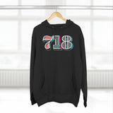 “typo-GRAPHIC-all” 718 Area Code - Unisex Premium Pullover Hoodie