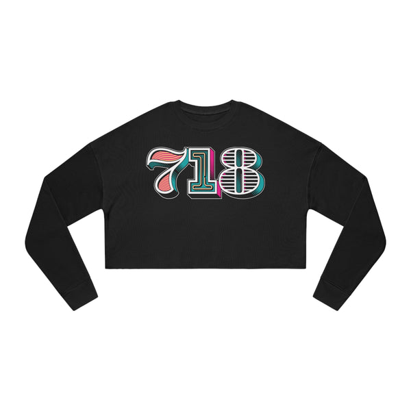 “typoGRAPHICall” 718 Area Code - Women's Cropped Sweatshirt