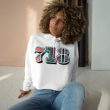 “typoGRAPHICall” 718 Area Code - Crop Hoodie