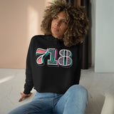 “typoGRAPHICall” 718 Area Code - Crop Hoodie