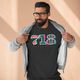 “typoGRAPHICall” 718 Area Code - Unisex Premium Crewneck Sweatshirt