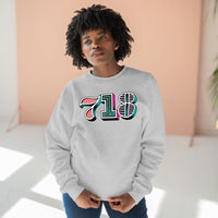 “typoGRAPHICall” 718 Area Code - Unisex Premium Crewneck Sweatshirt