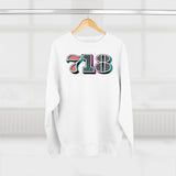 “typoGRAPHICall” 718 Area Code - Unisex Premium Crewneck Sweatshirt