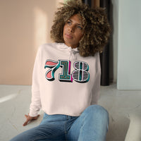 “typoGRAPHICall” 718 Area Code - Crop Hoodie