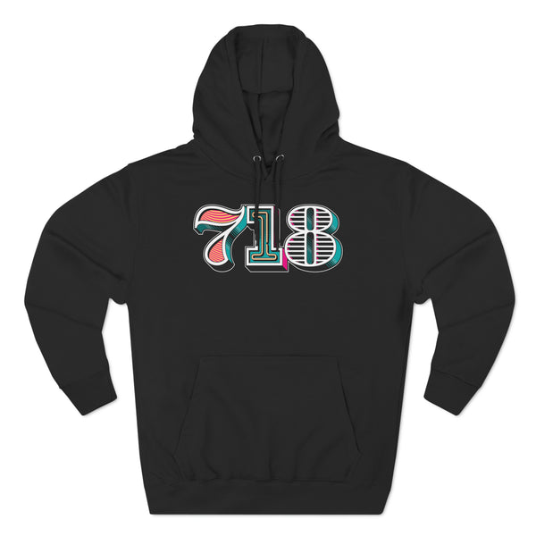 “typo-GRAPHIC-all” 718 Area Code - Unisex Premium Pullover Hoodie