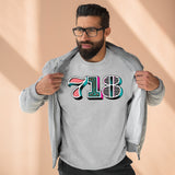 “typoGRAPHICall” 718 Area Code - Unisex Premium Crewneck Sweatshirt