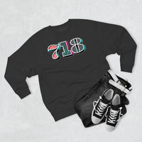 “typoGRAPHICall” 718 Area Code - Unisex Premium Crewneck Sweatshirt